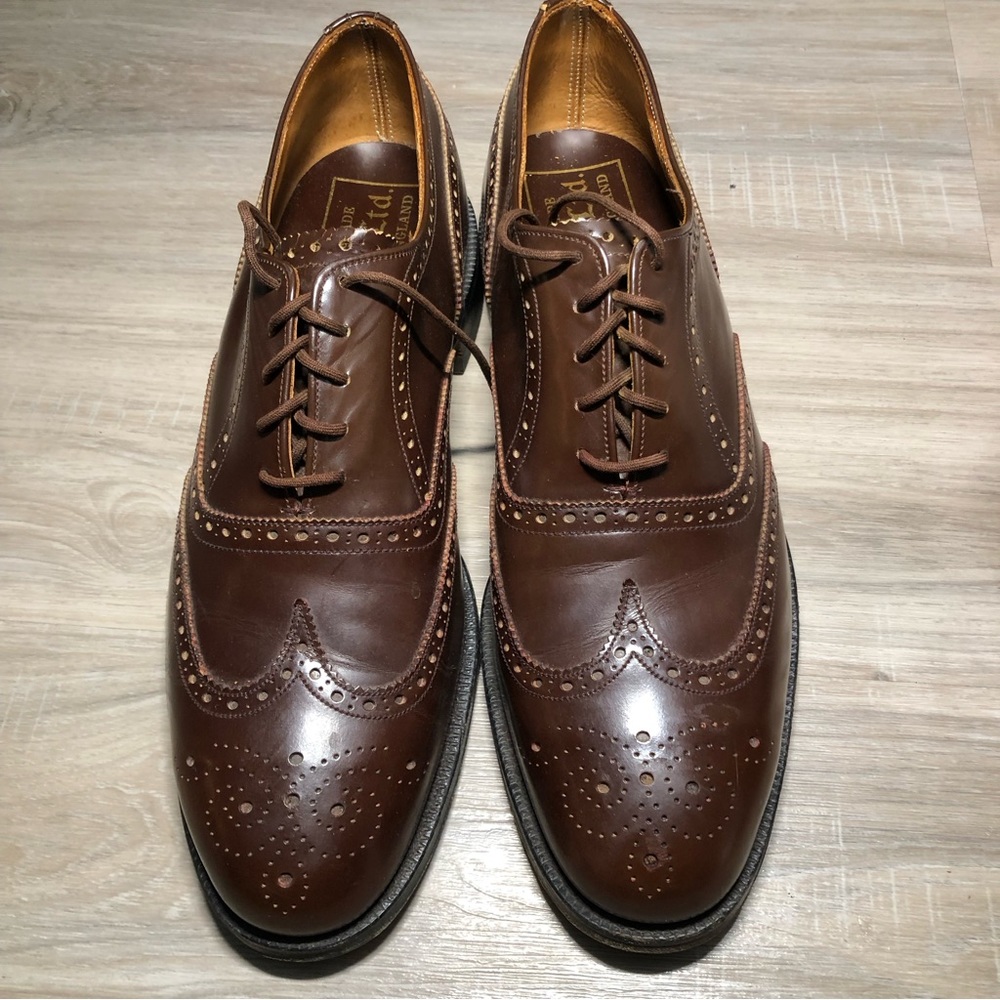 Barrie LTD Imperials wingtips Size 9.5/44/B Brown Lace Up Dress Shoes England
